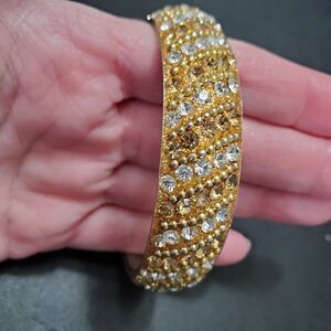 Glittery gold rhinestone bangle bracelet